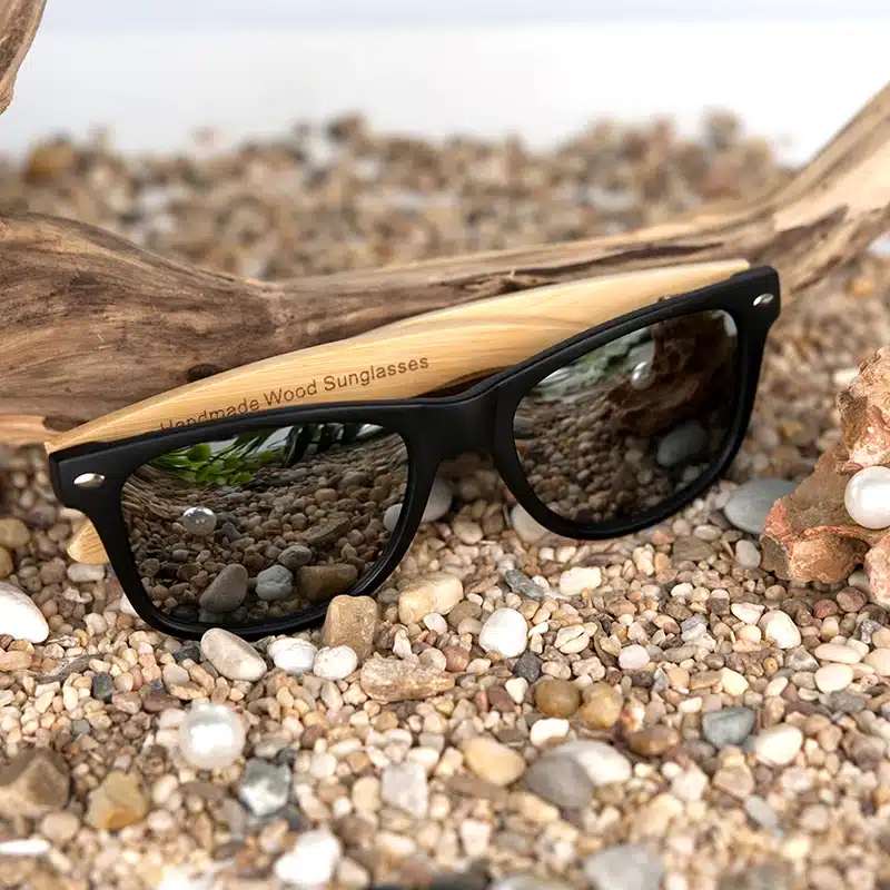 BOBO BIRD High Quality Vintage Black Square Sunglasses With Bamboo Legs Mirrored Polarized Summer Style Travel Eyewear Wood Box 19