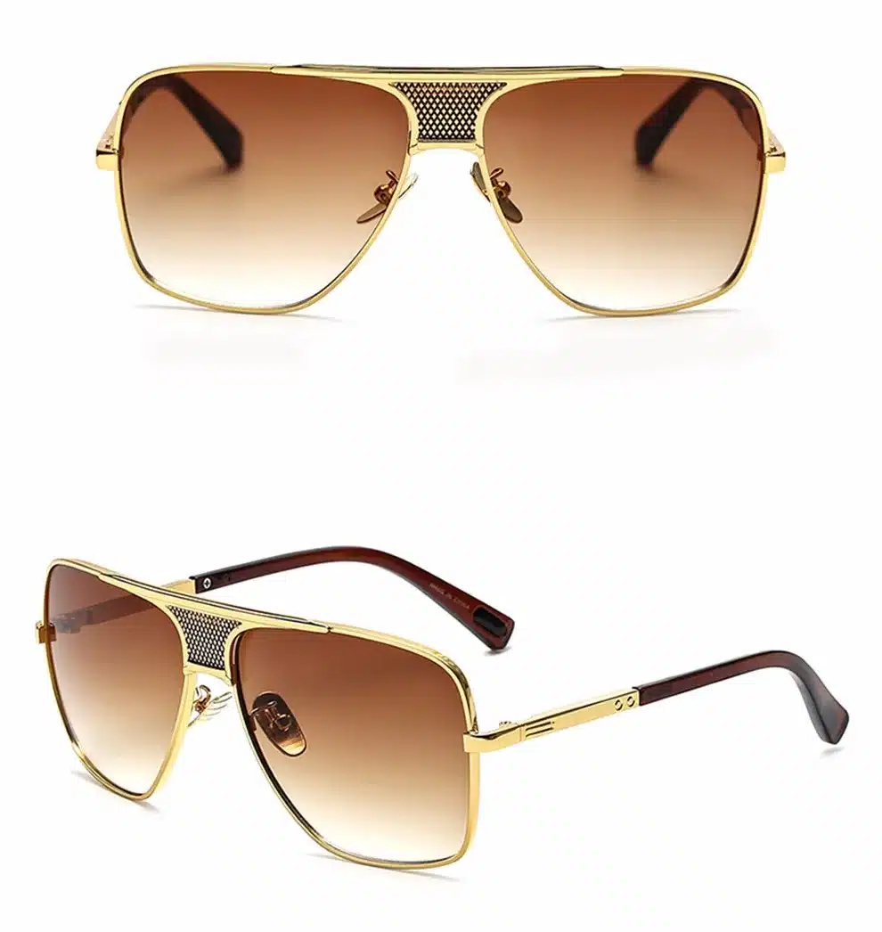 Peekaboo Brand new 2016 steampunk square sunglasses men flat top metal gold european american retro sun glasses luxury male 12