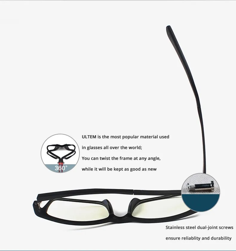 ULTEM(PEI)- Tungsten Computer Goggles Anti Blue Laser Fatigue Radiation-resistant Eyeglasses Glasses Frame Oculos de grau 1302 16