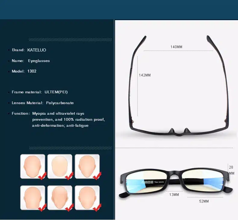 ULTEM(PEI)- Tungsten Computer Goggles Anti Blue Laser Fatigue Radiation-resistant Eyeglasses Glasses Frame Oculos de grau 1302 17