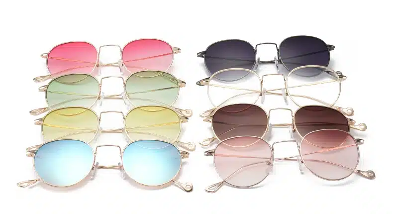 Peekaboo blue tinted sunglasses men green thin metal yellow clear sun glasses for women gold frame uv400 1