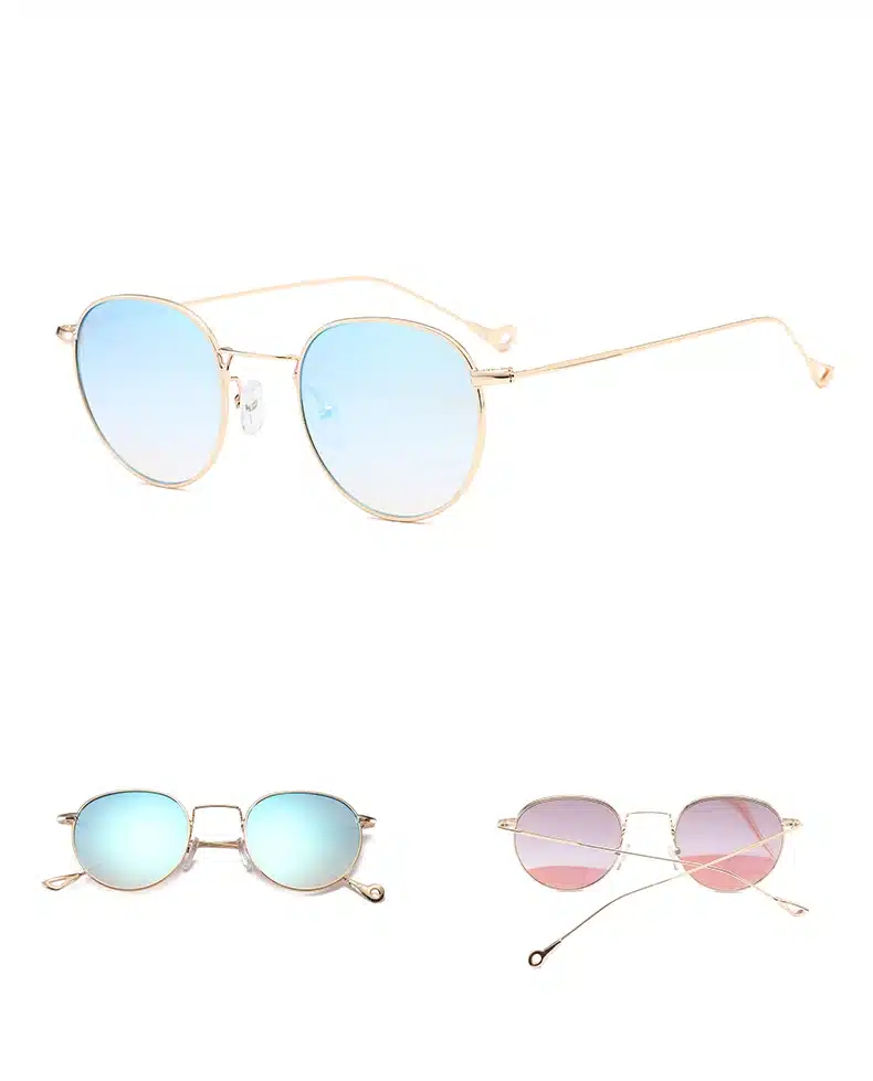 Peekaboo blue tinted sunglasses men green thin metal yellow clear sun glasses for women gold frame uv400 8
