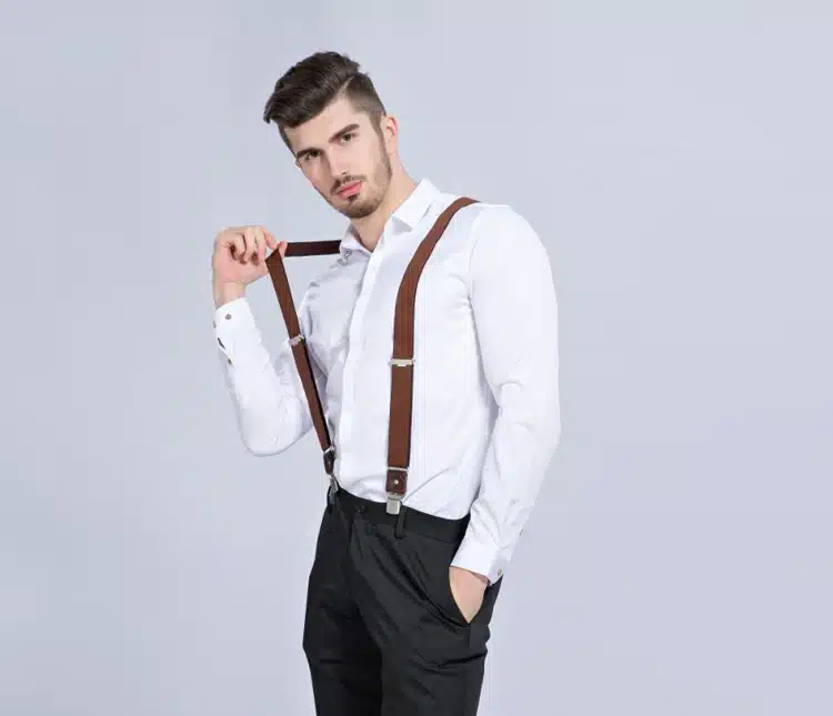 New Man's Suspenders 3 Clips Leather Braces Casual Suspensorios Trousers Strap 3.5*120cm Gift For Dad High Quality Tirantes 18
