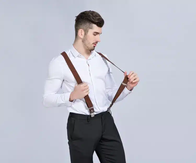 New Man's Suspenders 3 Clips Leather Braces Casual Suspensorios Trousers Strap 3.5*120cm Gift For Dad High Quality Tirantes 19