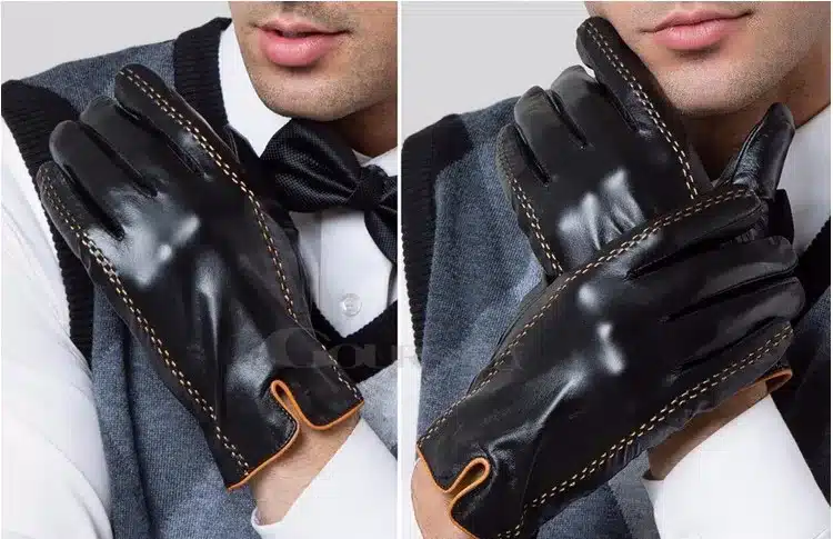 Gours Winter Men's Genuine Leather Gloves 2017 New Brand Touch Screen Gloves Fashion Warm Black Gloves Goatskin Mittens GSM012 9