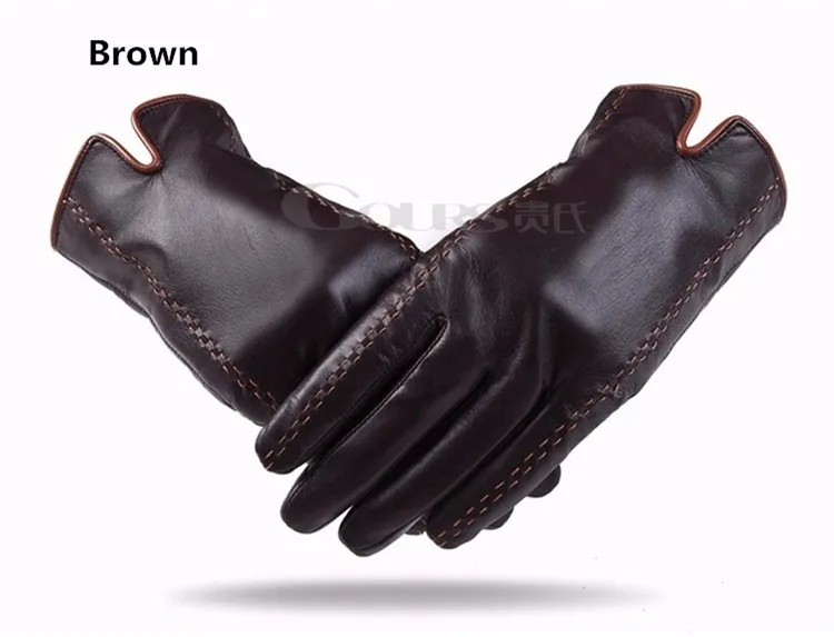 Gours Winter Men's Genuine Leather Gloves 2017 New Brand Touch Screen Gloves Fashion Warm Black Gloves Goatskin Mittens GSM012 10