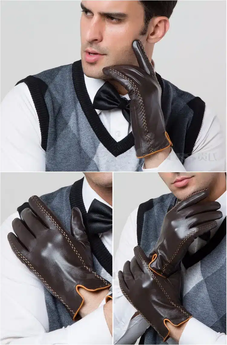 Gours Winter Men's Genuine Leather Gloves 2017 New Brand Touch Screen Gloves Fashion Warm Black Gloves Goatskin Mittens GSM012 11