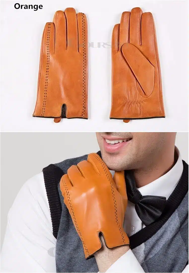 Gours Winter Men's Genuine Leather Gloves 2017 New Brand Touch Screen Gloves Fashion Warm Black Gloves Goatskin Mittens GSM012 12