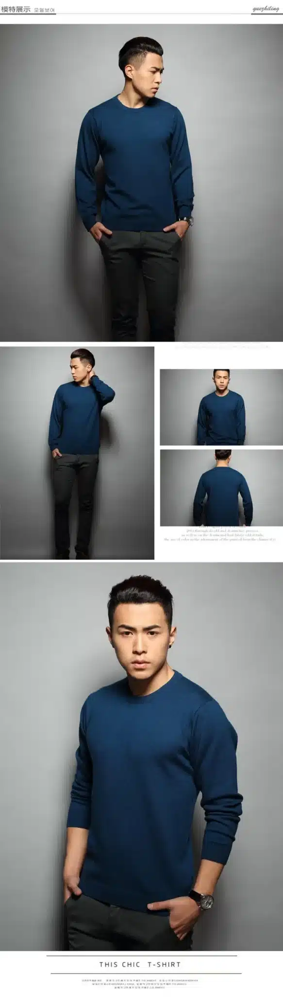 Lafarvie Cashmere Blended Knitted Sweater Men Tops Pullover 2017 Casual Autumn Winter Long Sleeve O-Neck Knitwear Solid Color 9