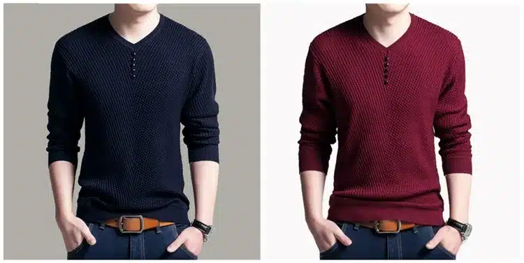 Solid Color Pullover Men V Neck Sweater Men Long Sleeve Shirt Mens Sweaters Wool Casual Dress Brand Cashmere Knitwear Pull Homme 3