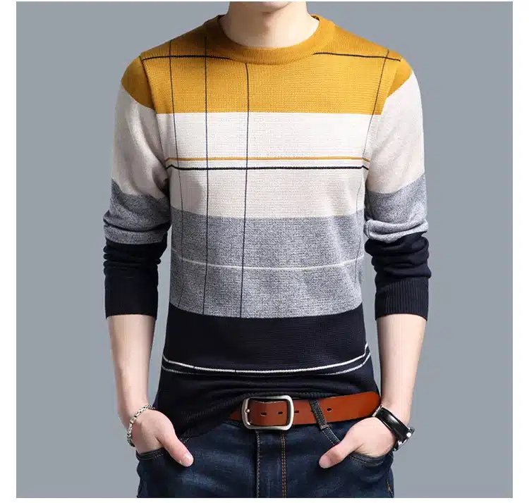 2018 brand social cotton thin men's pullover sweaters casual crocheted striped knitted sweater men masculino jersey clothes 5066 19