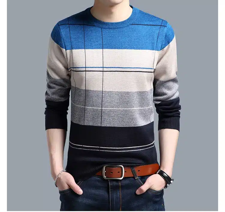 2018 brand social cotton thin men's pullover sweaters casual crocheted striped knitted sweater men masculino jersey clothes 5066 22