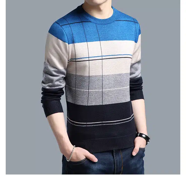 2018 brand social cotton thin men's pullover sweaters casual crocheted striped knitted sweater men masculino jersey clothes 5066 23