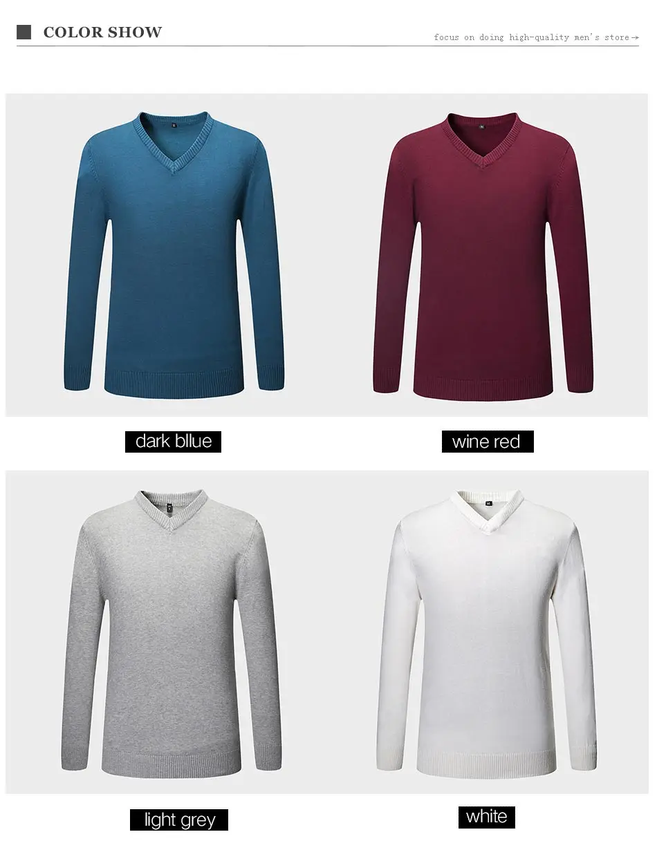 New Autumn Winter Fashion Brand Clothing Men's Sweaters V-Neck Solid Color Slim Fit Men Pullover 100% Cotton Knitted Sweater Men 26