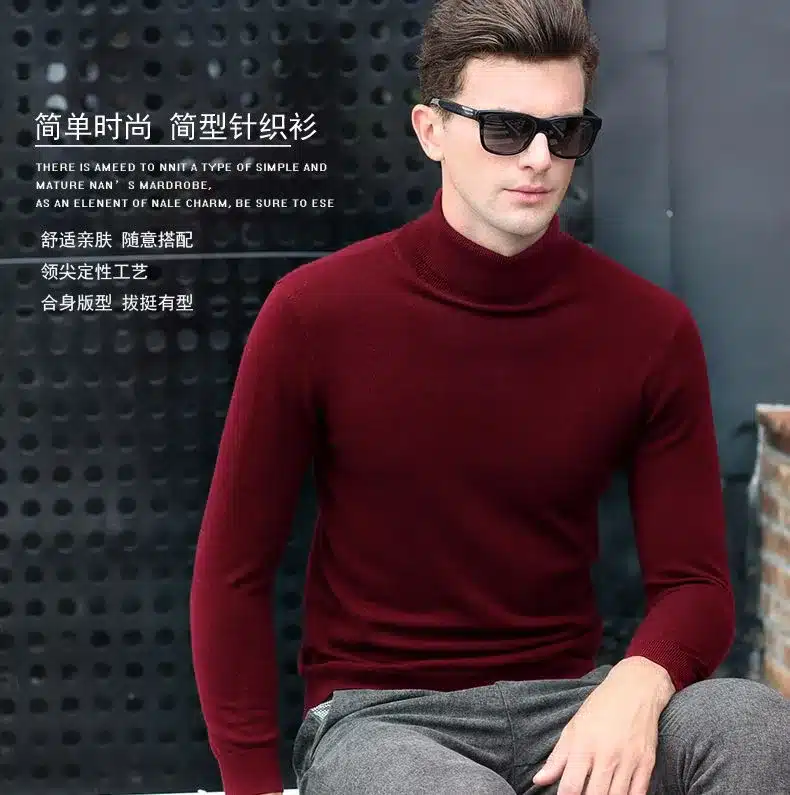 Free Shipping Fashion Classic Solid Color Turtleneck Sweater Men Winter Warm Pullover Men Slim Fit Cashmere Woolen Sweaters 6347 8
