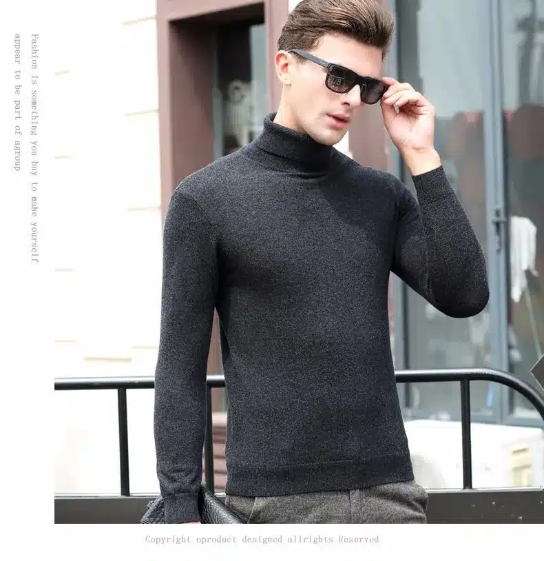 Free Shipping Fashion Classic Solid Color Turtleneck Sweater Men Winter Warm Pullover Men Slim Fit Cashmere Woolen Sweaters 6347 12