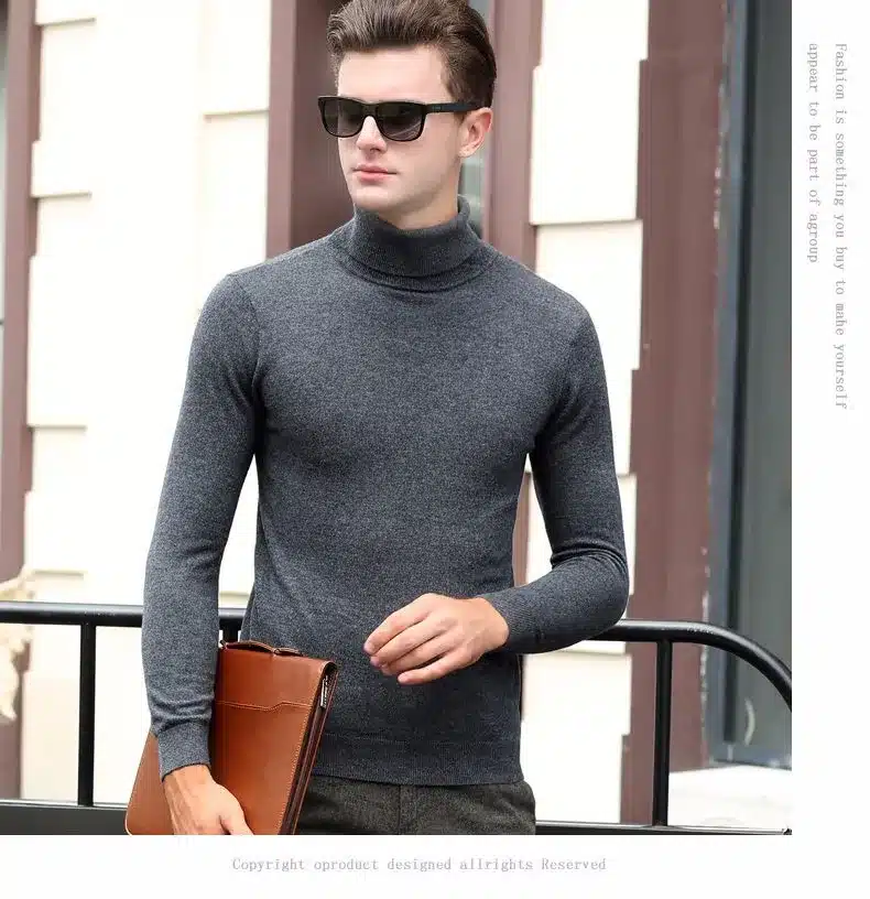 Free Shipping Fashion Classic Solid Color Turtleneck Sweater Men Winter Warm Pullover Men Slim Fit Cashmere Woolen Sweaters 6347 17