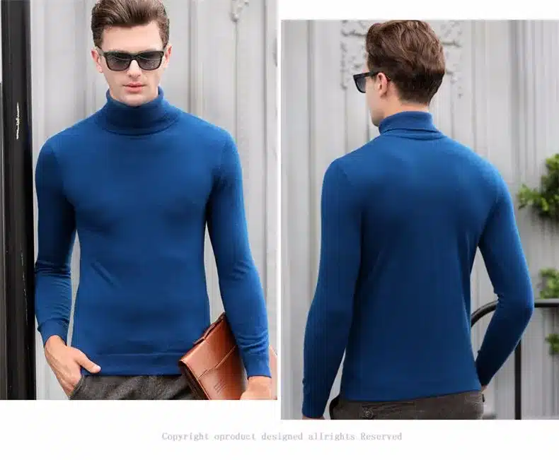 Free Shipping Fashion Classic Solid Color Turtleneck Sweater Men Winter Warm Pullover Men Slim Fit Cashmere Woolen Sweaters 6347 23