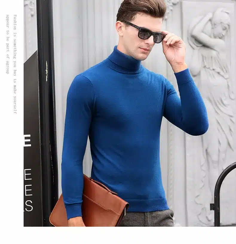 Free Shipping Fashion Classic Solid Color Turtleneck Sweater Men Winter Warm Pullover Men Slim Fit Cashmere Woolen Sweaters 6347 24