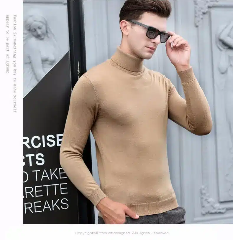 Free Shipping Fashion Classic Solid Color Turtleneck Sweater Men Winter Warm Pullover Men Slim Fit Cashmere Woolen Sweaters 6347 36