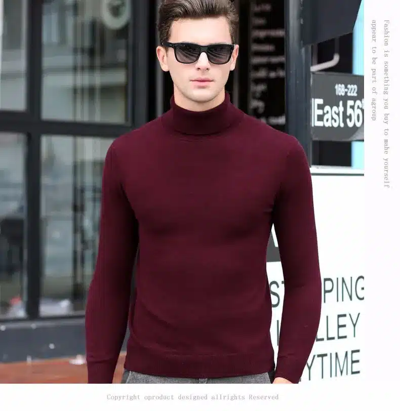 Free Shipping Fashion Classic Solid Color Turtleneck Sweater Men Winter Warm Pullover Men Slim Fit Cashmere Woolen Sweaters 6347 45