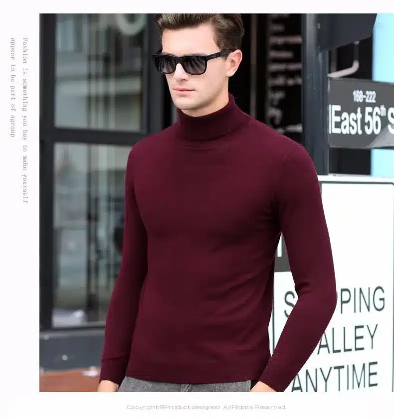 Free Shipping Fashion Classic Solid Color Turtleneck Sweater Men Winter Warm Pullover Men Slim Fit Cashmere Woolen Sweaters 6347 48