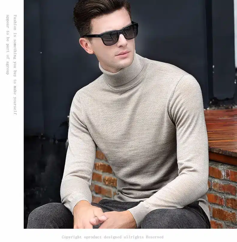 Free Shipping Fashion Classic Solid Color Turtleneck Sweater Men Winter Warm Pullover Men Slim Fit Cashmere Woolen Sweaters 6347 52