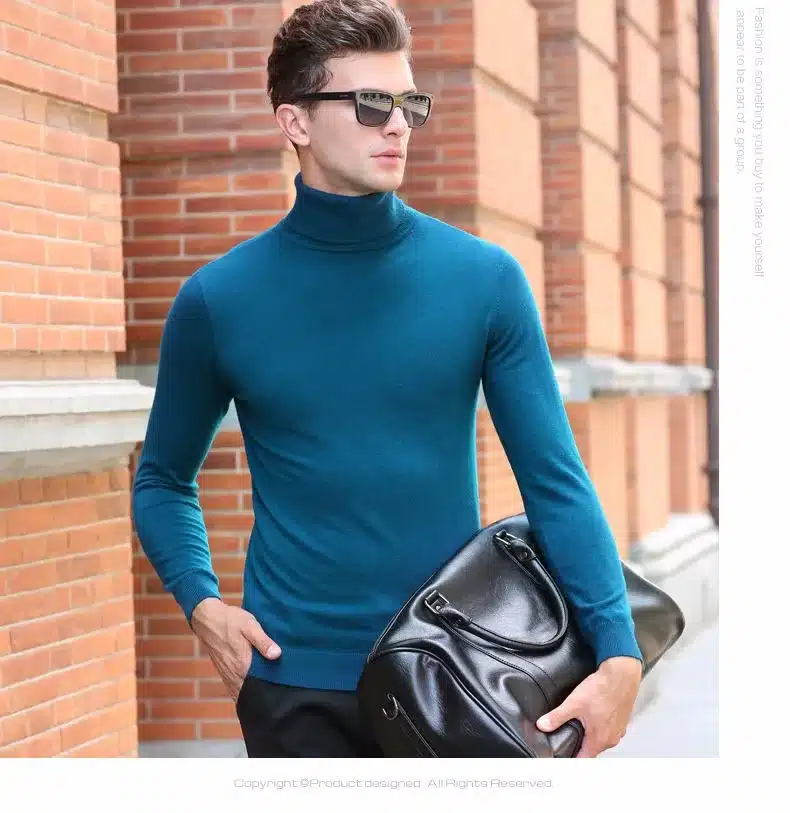 Free Shipping Fashion Classic Solid Color Turtleneck Sweater Men Winter Warm Pullover Men Slim Fit Cashmere Woolen Sweaters 6347 53