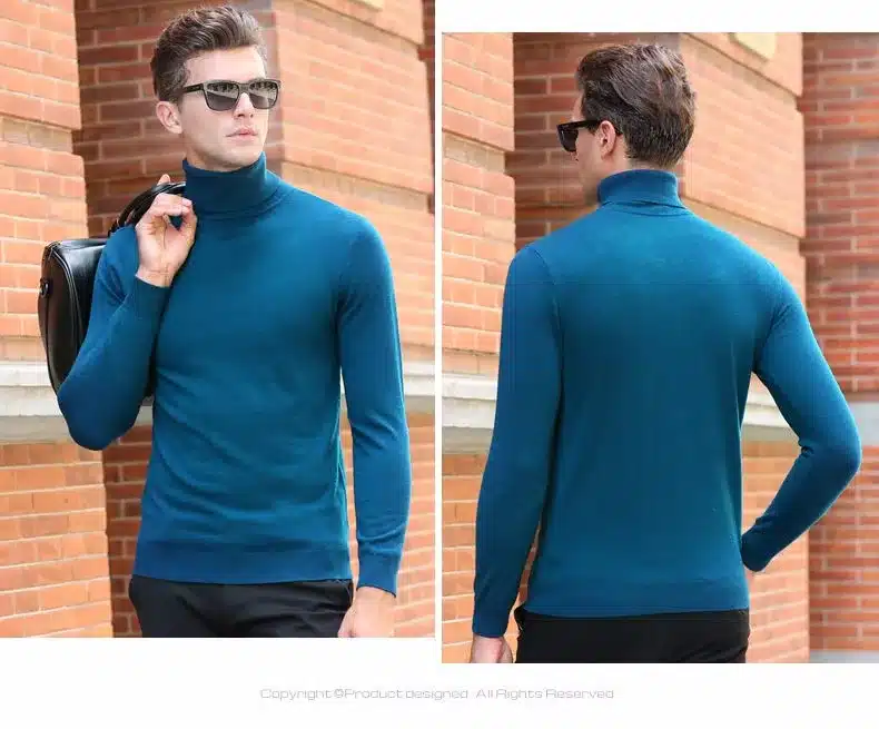 Free Shipping Fashion Classic Solid Color Turtleneck Sweater Men Winter Warm Pullover Men Slim Fit Cashmere Woolen Sweaters 6347 55