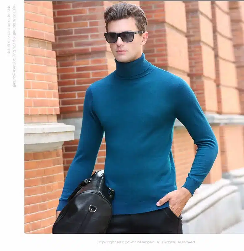 Free Shipping Fashion Classic Solid Color Turtleneck Sweater Men Winter Warm Pullover Men Slim Fit Cashmere Woolen Sweaters 6347 56