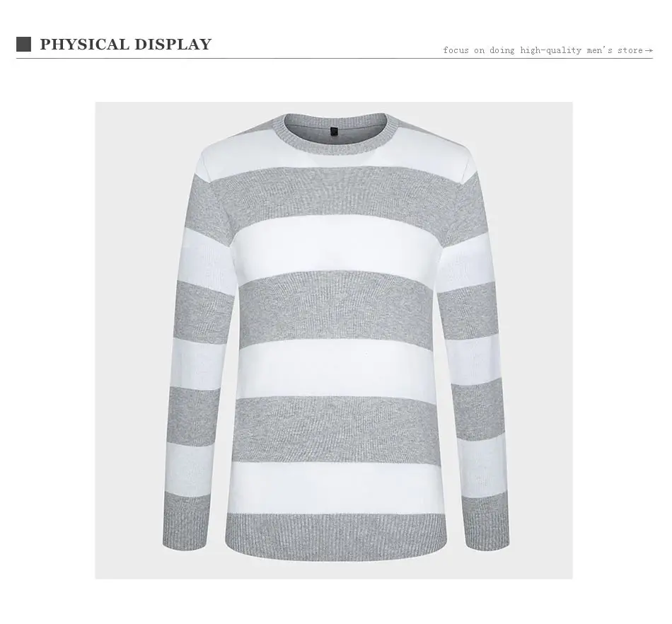 Autumn Winter Fashion Brand Clothing Men Knitted Sweater Thick Stripes Slim Fit Pullover Men 100% Cotton O-Neck Sweaters For Men 22
