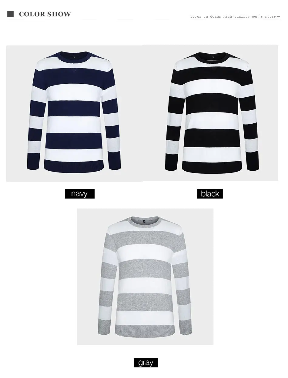 Autumn Winter Fashion Brand Clothing Men Knitted Sweater Thick Stripes Slim Fit Pullover Men 100% Cotton O-Neck Sweaters For Men 24