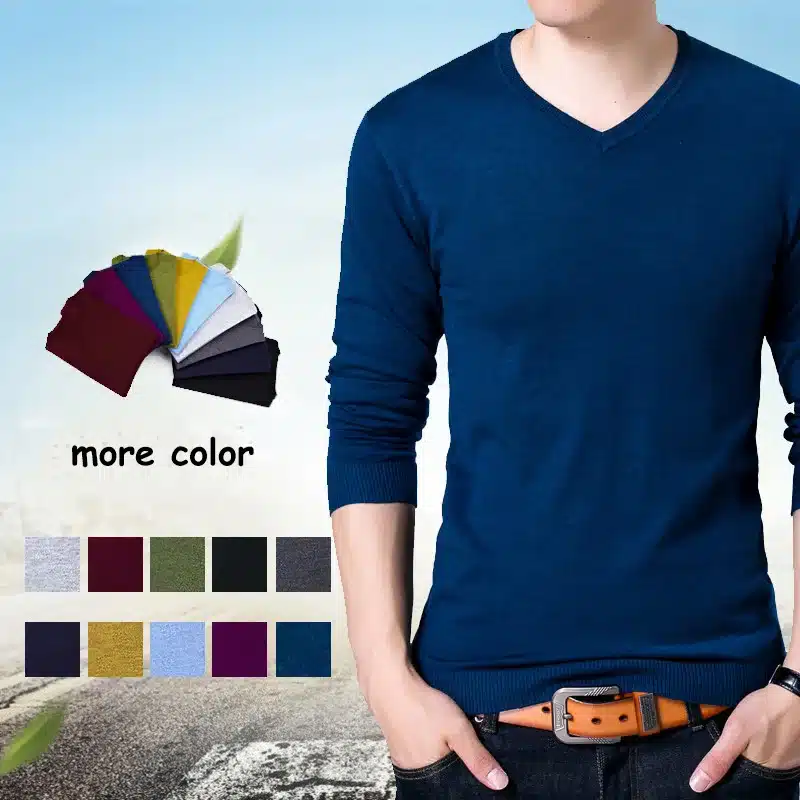 Covrlge Mens Sweaters 2017 Autumn Winter New Sweater Men V Neck Solid Slim Fit Men Pullovers Fashion Male Polo Sweater MZM004 14