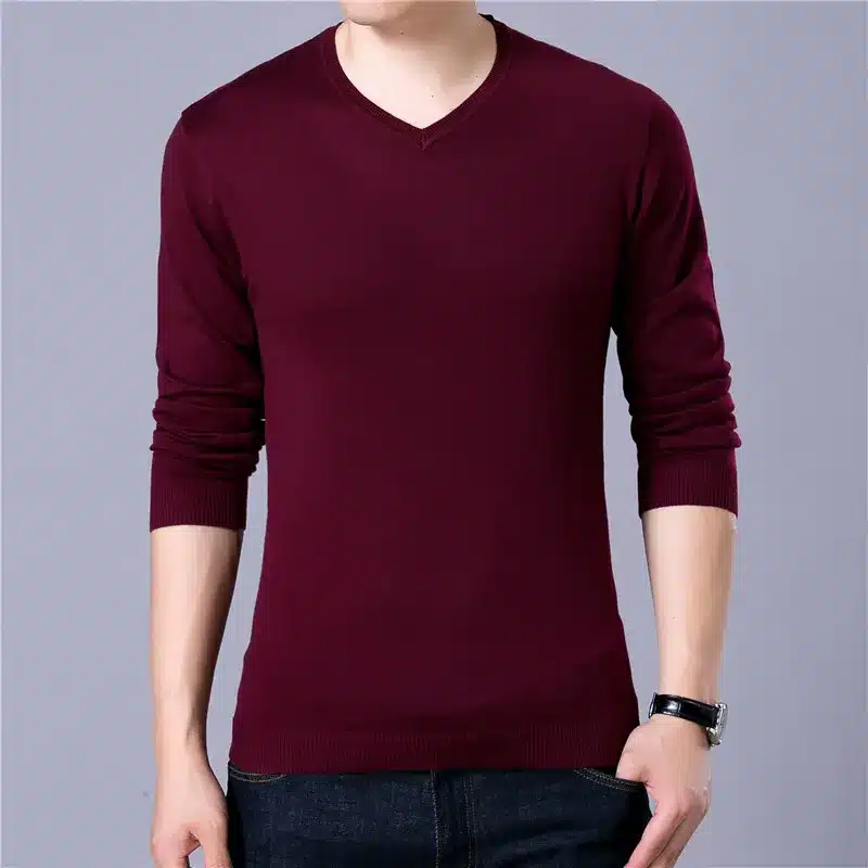 Covrlge Mens Sweaters 2017 Autumn Winter New Sweater Men V Neck Solid Slim Fit Men Pullovers Fashion Male Polo Sweater MZM004 24