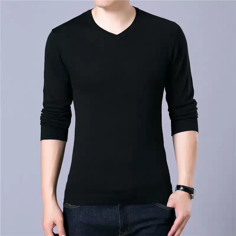Covrlge Mens Sweaters 2017 Autumn Winter New Sweater Men V Neck Solid Slim Fit Men Pullovers Fashion Male Polo Sweater MZM004 30