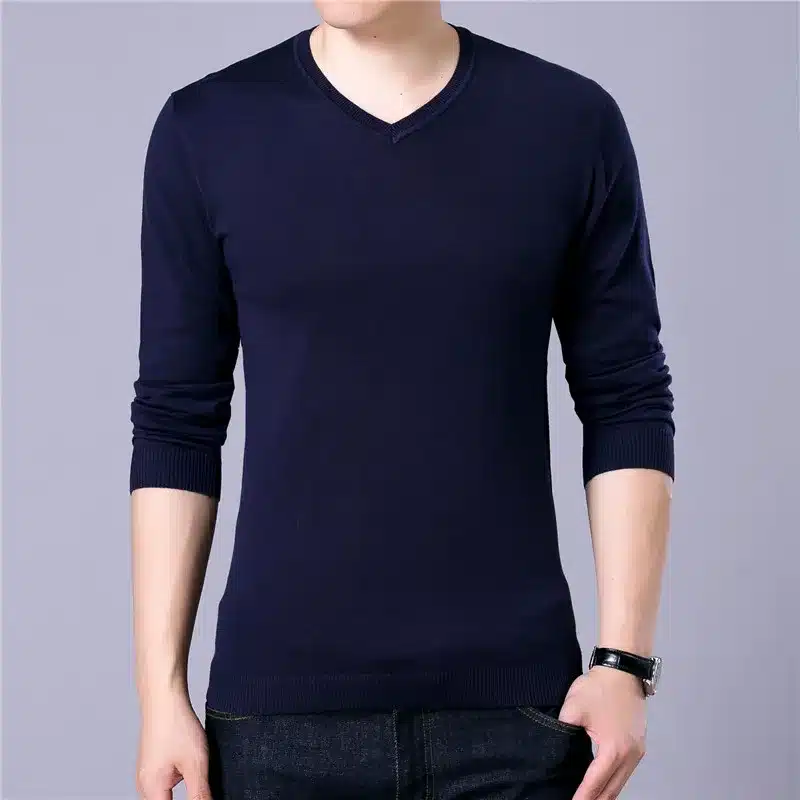 Covrlge Mens Sweaters 2017 Autumn Winter New Sweater Men V Neck Solid Slim Fit Men Pullovers Fashion Male Polo Sweater MZM004 38