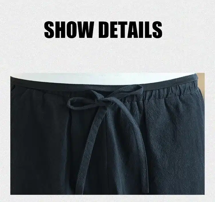 MRDONOO Men's wide crotch harem pants loose summer large cropped trousers wide-legged bloomers Chinese style flaxen baggy 22