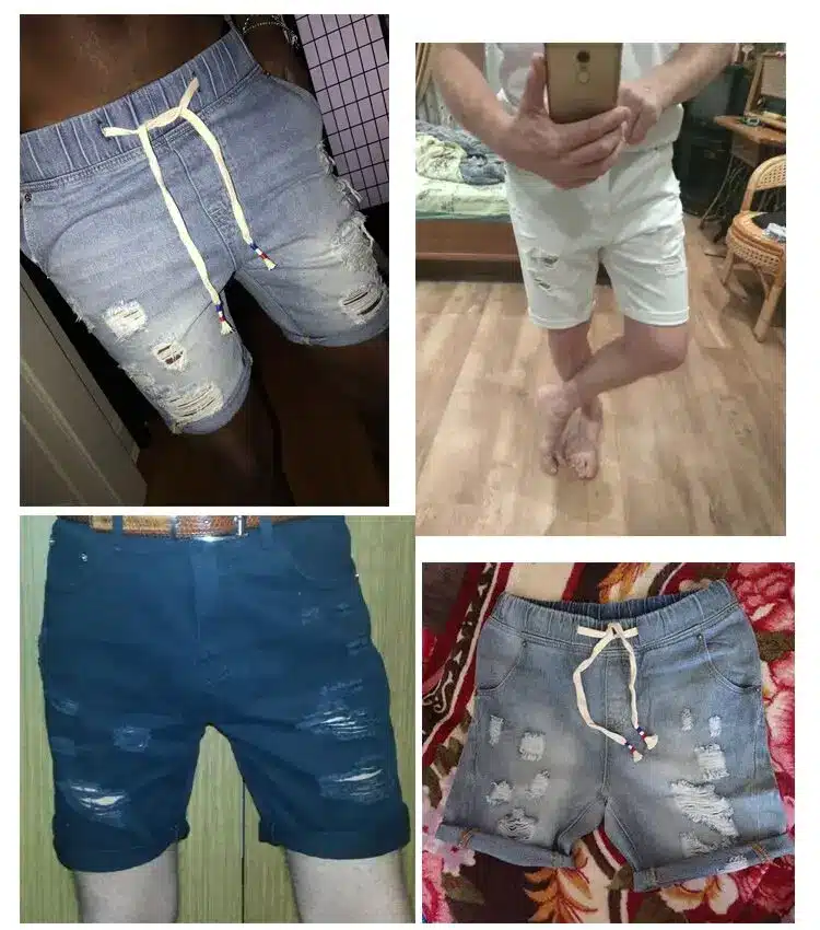 Mens Denim Shorts Slim Large size Casual Knee Length Short Hole Jeans Shorts For Men 2018 New Summer White Blue black 3