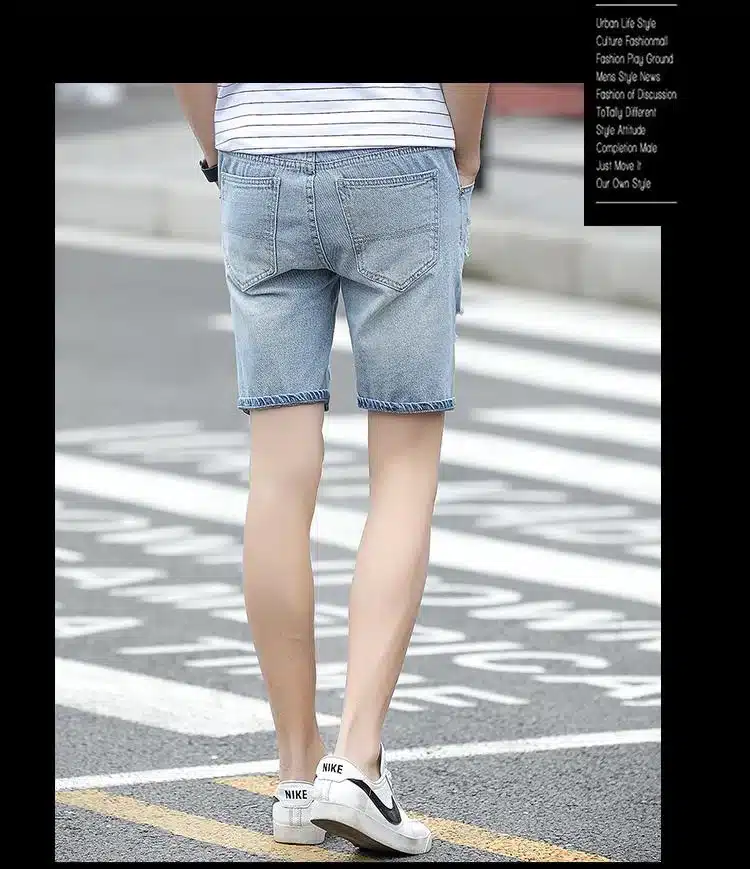 Mens Denim Shorts Slim Large size Casual Knee Length Short Hole Jeans Shorts For Men 2018 New Summer White Blue black 12