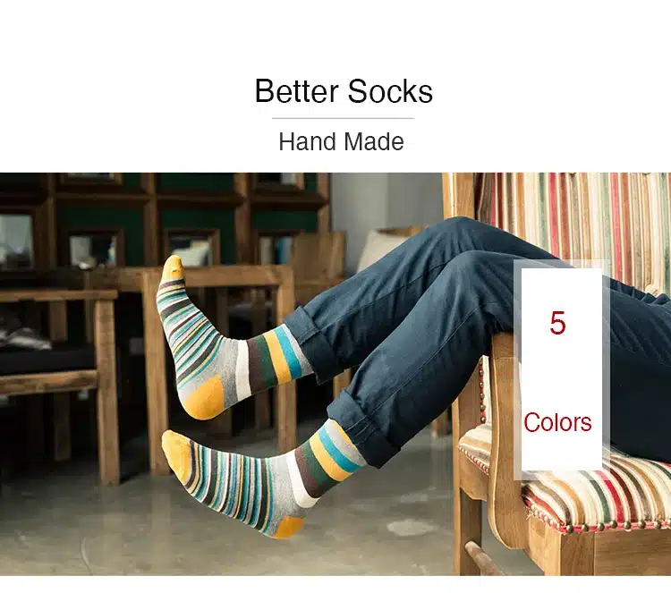 Men Cotton Stripe Socks Brand New Multi-Color Anti-Bacterial Comfortable Deodorant Breathable Casual Man Sock (5 Pairs / Lot) 1