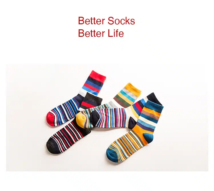 Men Cotton Stripe Socks Brand New Multi-Color Anti-Bacterial Comfortable Deodorant Breathable Casual Man Sock (5 Pairs / Lot) 2