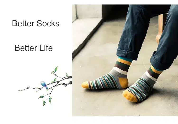 Men Cotton Stripe Socks Brand New Multi-Color Anti-Bacterial Comfortable Deodorant Breathable Casual Man Sock (5 Pairs / Lot) 4