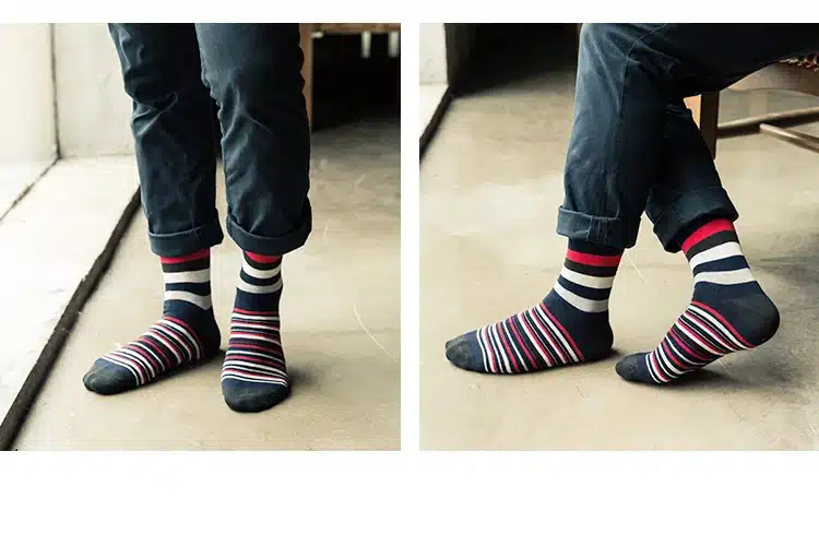 Men Cotton Stripe Socks Brand New Multi-Color Anti-Bacterial Comfortable Deodorant Breathable Casual Man Sock (5 Pairs / Lot) 5