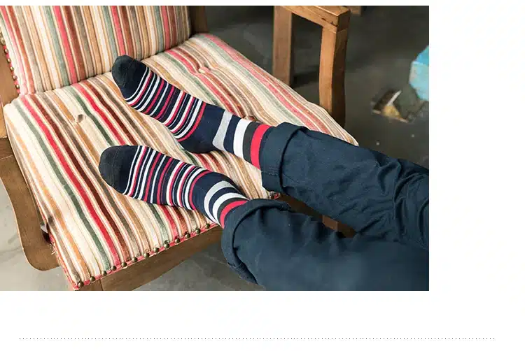 Men Cotton Stripe Socks Brand New Multi-Color Anti-Bacterial Comfortable Deodorant Breathable Casual Man Sock (5 Pairs / Lot) 6