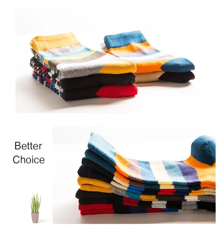 Men Cotton Stripe Socks Brand New Multi-Color Anti-Bacterial Comfortable Deodorant Breathable Casual Man Sock (5 Pairs / Lot) 8