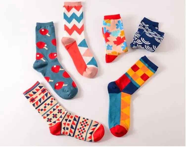 Colour crew cotton happy socks men/women british style casual harajuku designer brand fashion novelty art for couple funny 9