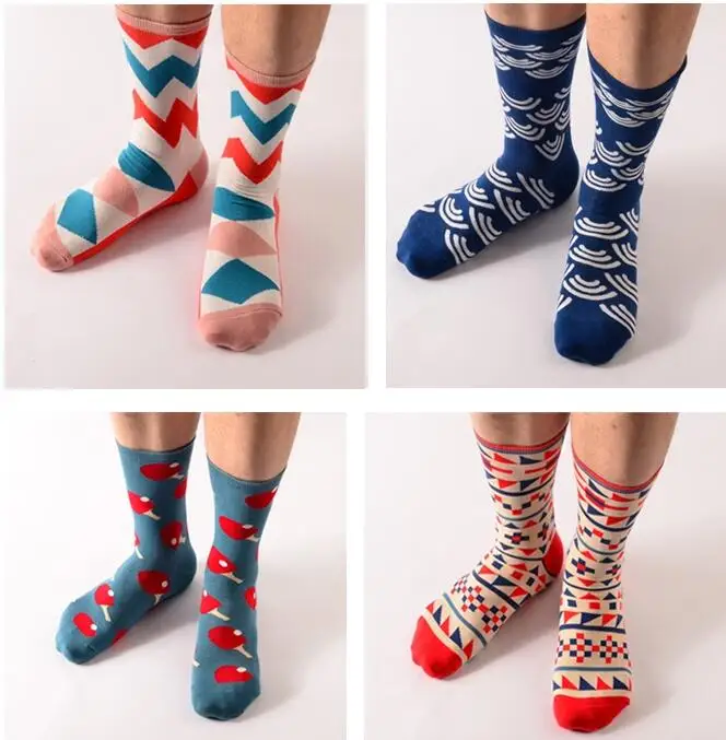 Colour crew cotton happy socks men/women british style casual harajuku designer brand fashion novelty art for couple funny 10