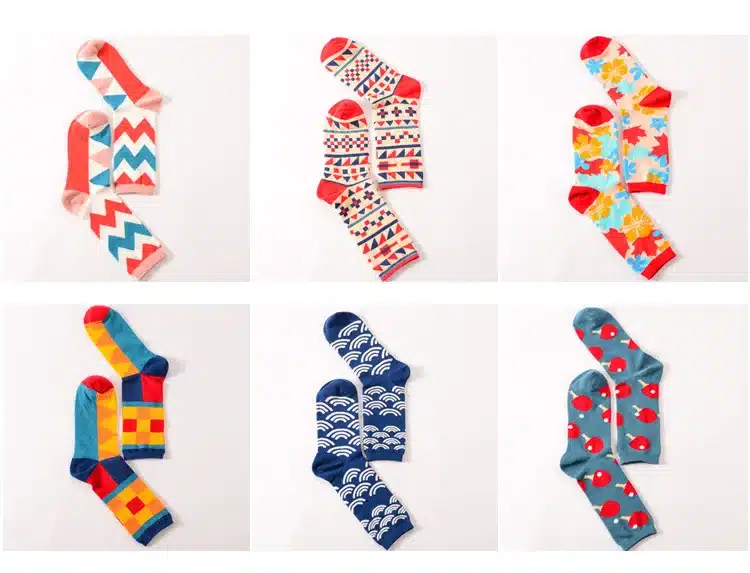 Colour crew cotton happy socks men/women british style casual harajuku designer brand fashion novelty art for couple funny 13