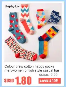 Colour crew cotton happy socks men/women british style casual harajuku designer brand fashion novelty art for couple funny 20
