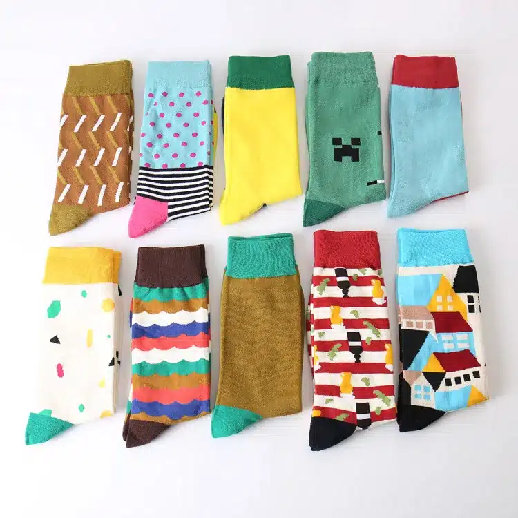 Colour men crew cotton happy socks british style argyle dot striped pattern harajuku designer brand fashion novelty art funny 10